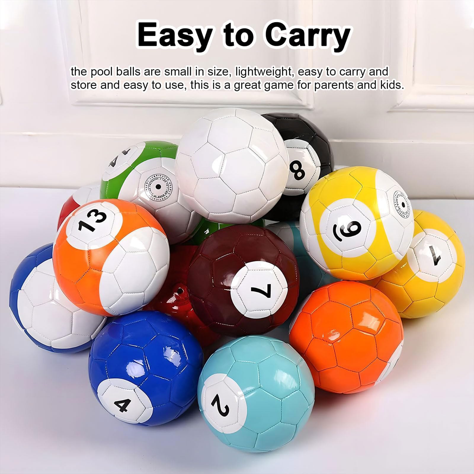 Aufblasbare Billard-Fußball-Fußball-Snooker-Bälle, Tischspiele, 16-teiliges Leder-Fußball-Pool-Kick-Billard-Set, riesiges Snooker-Straßenspiel, für Garten-Hinterhof-Spielzimmer