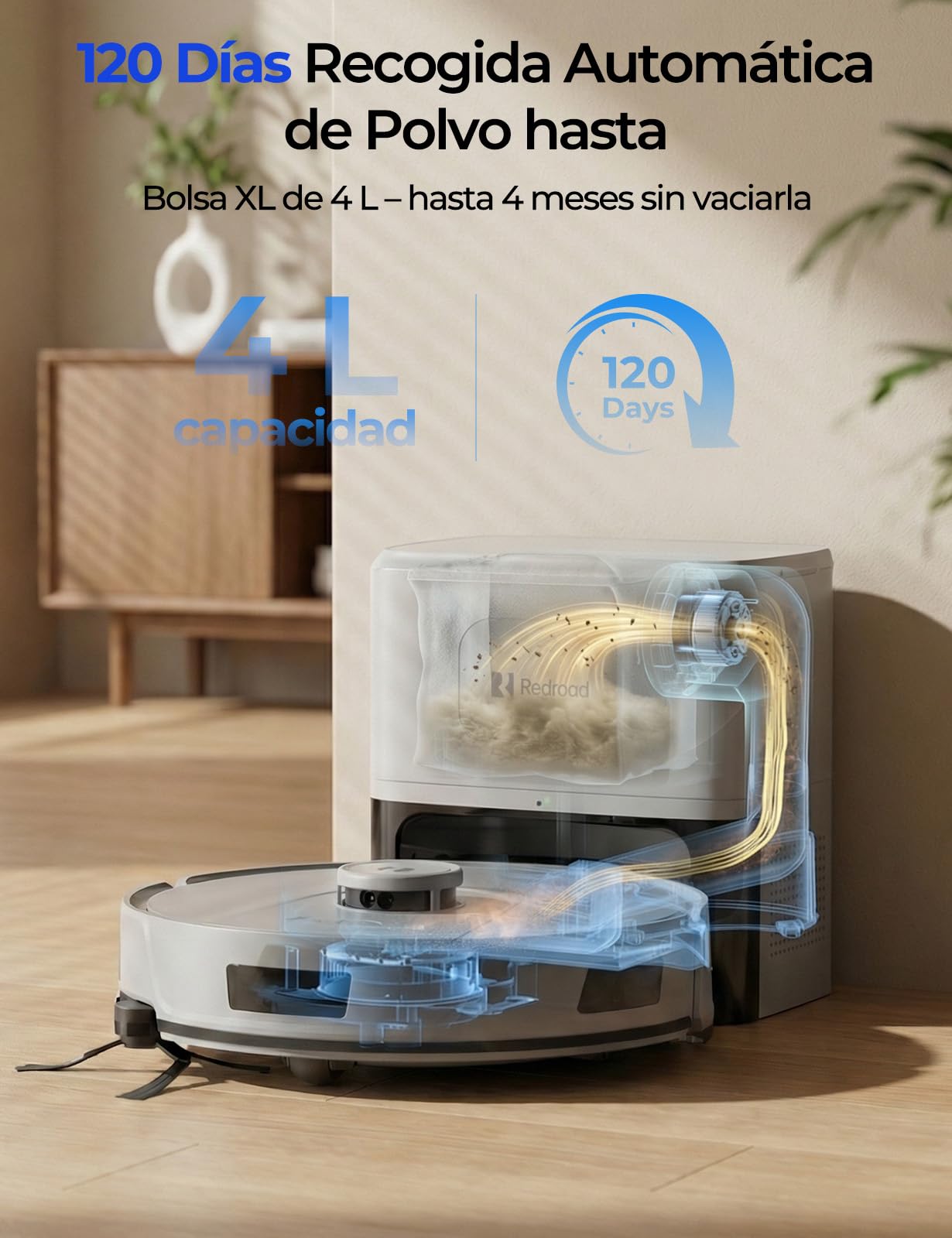 R11 Robot Aspirador y Fregasuelos con Mapeo, 20000Pa, Estación de Vaciado Automático 120 Días, Navegación LiDAR, WiFi App 5G/2.4G, Aspiradora Robot Autocargable para Alfombras/Suelos/Pelos