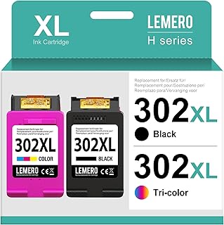 Lemero 302XL Cartuchos Compatible para Tinta HP 302 XL Negro y Color Pack para HP Envy 4525 4520 Deskjet 3630 3639 Officejet 3830 3831 5230 Impresora(Color Negro,2-Pack)