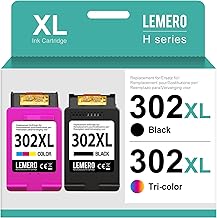 Lemero 302XL Compatible Ink Cartridges for HP 302 XL Black and Colour Pack for HP Envy 4525 4520 Deskjet 3630 3639 Officejet 3830 3831 5230 Printer (Black, 2-Pack)