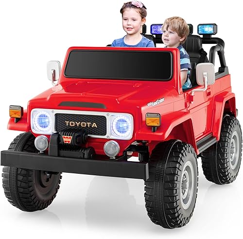 Miniatura 10 de Costzon Auto de 2 plazas, camión Toyota FJ40 con licencia de 12 V con control remoto de 2.4 G, suspensión de resorte, caja de almacenamiento, luces