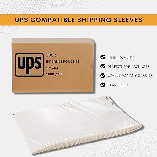 Miniatura 7 de Buck UPS - Paquete de 500 bolsas de etiquetas de envío de 6.5 x 10 pulgadas  Fundas de sobre de embalaje con autoadhesivo para despegar y sellar,
