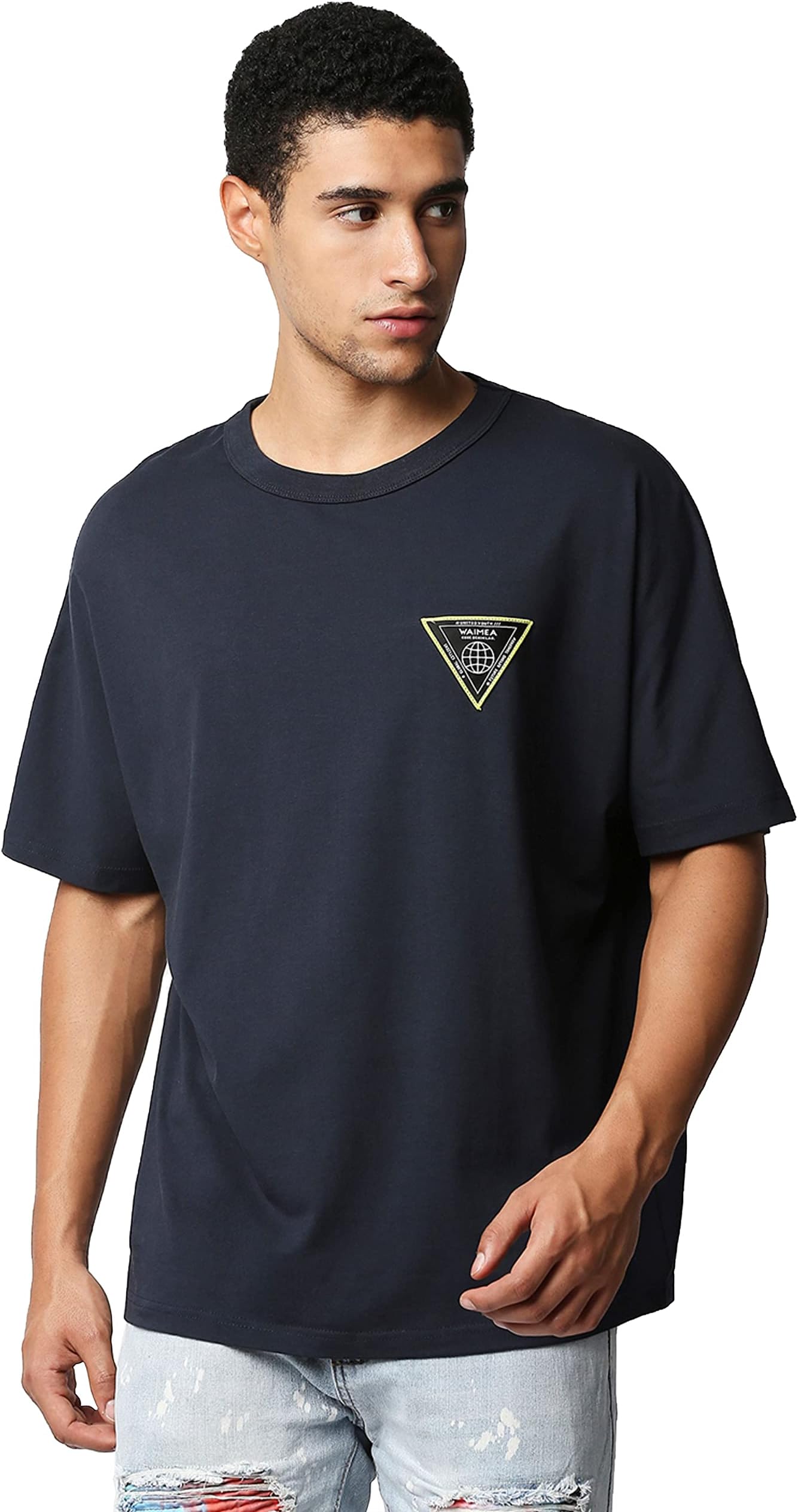 WAIMEA Men Purple Round Neck Pure Cotton T-Shirt with Zipper Pocket Casual Wear T-Shirt