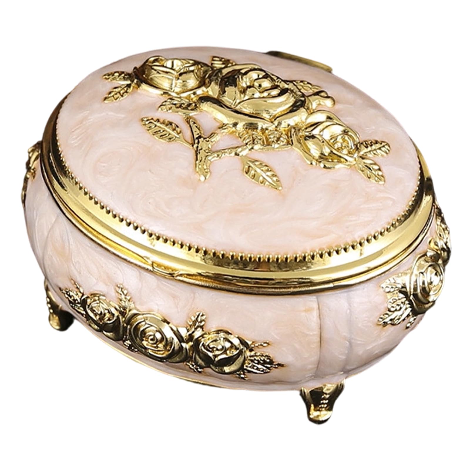 Bbajszx Enameled Floral Jewelry Box with European Designs and Diamonds Accent for Home Decoration Old Jewelry Storage