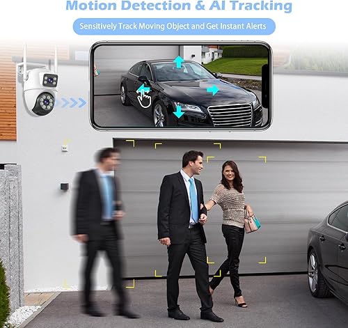 Miniatura 4 de Cámaras de seguridad de 6 MP para exteriores enlace de doble lente, cámara de vigilancia WiFi de 6 MP, vista de 360, detección humana, seguimiento