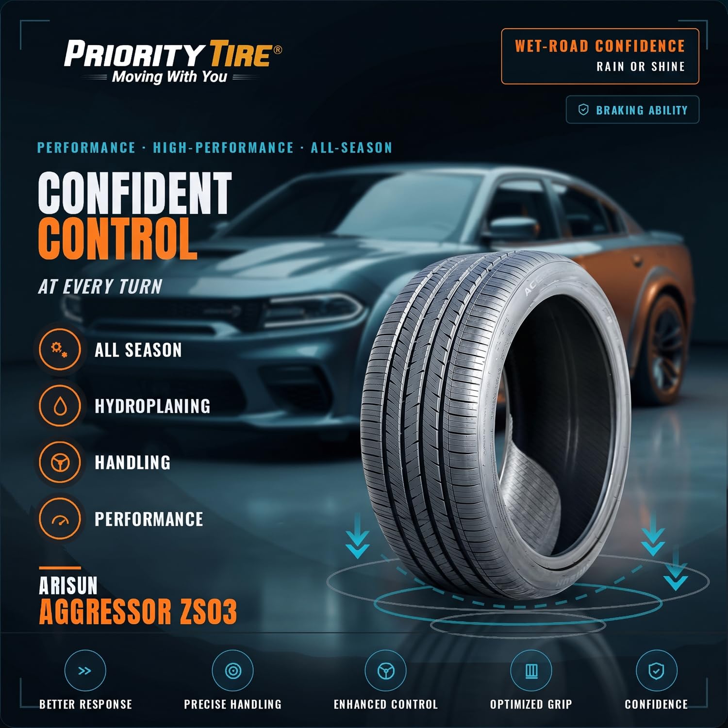 Amazon.com: Arisun Aggressor ZS03 All-Season Passenger Car High