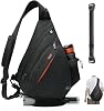 TUDEQU Sling Bags for Men,8 Pockets One Shoulder Backpack Large 19L,Crossbody,Single Strap,Black,Travel,Hiking,Women