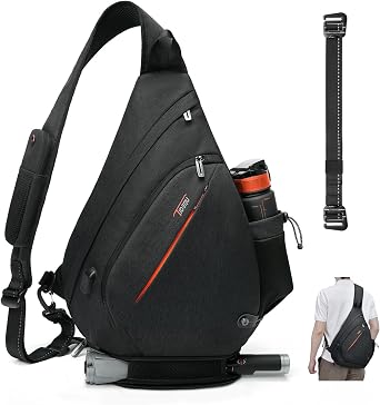 TUDEQU Large Sling Bag for Men 19L, Crossbody Backpack with 8 Pockets | One Strap Backpack with Umbrella Pocket,Sling Backpack with Stability Strap, One Shoulder Backpack for Hiking,Gym,Travel