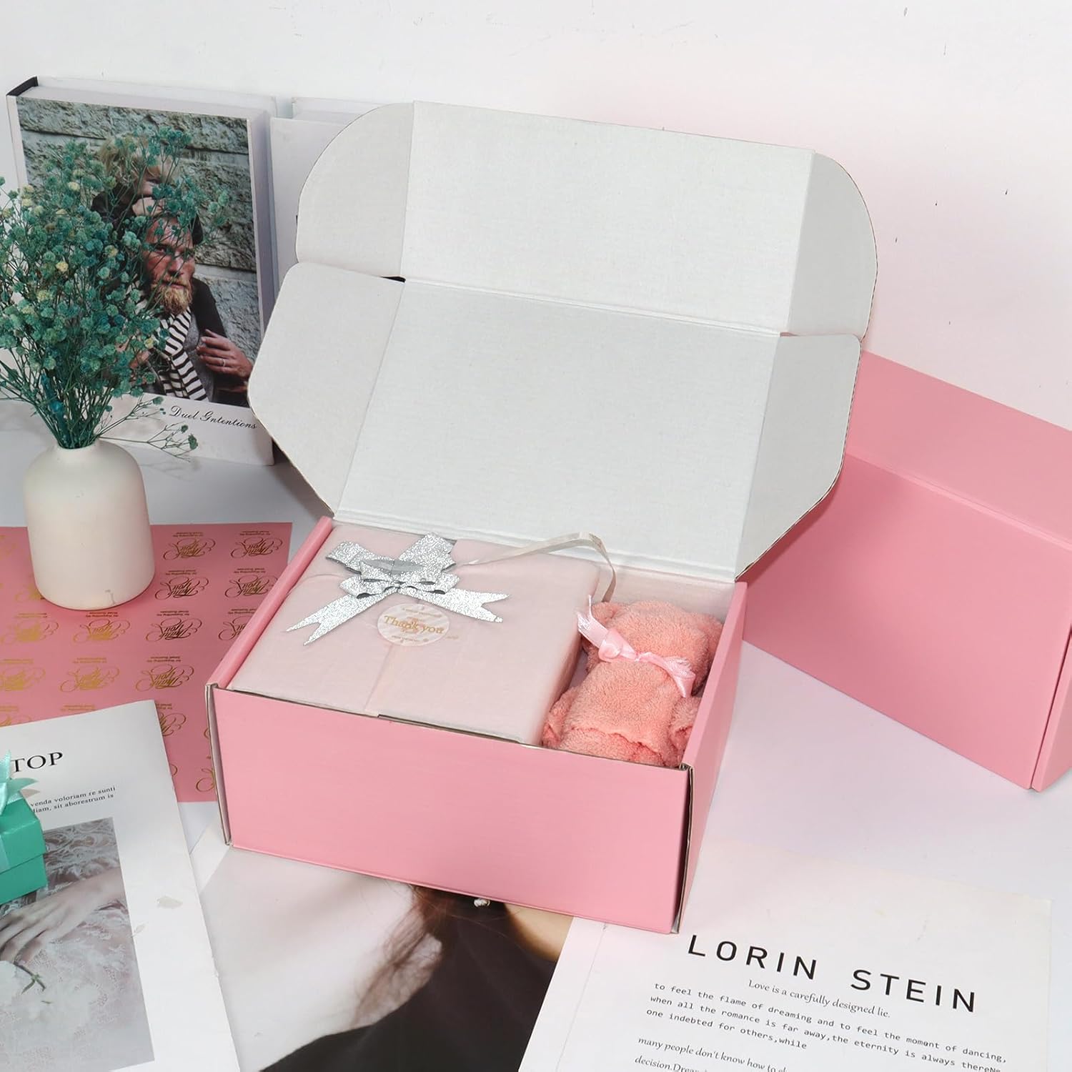 FORBFAN 9x6x4 Pink Shipping Boxes 30 Pack, Mailer Boxes for Packaging Small Business, Cardboard Boxes for Shipping Moving Mailing