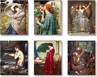 Thyrhntr Waterhouse Prints Poster, 6PCS Canvas Wall Art, Classic Art Print Woman Portrait Aesthetic Picture for Living Room Home Cafe Decorations 8x10in (Waterhouse)
