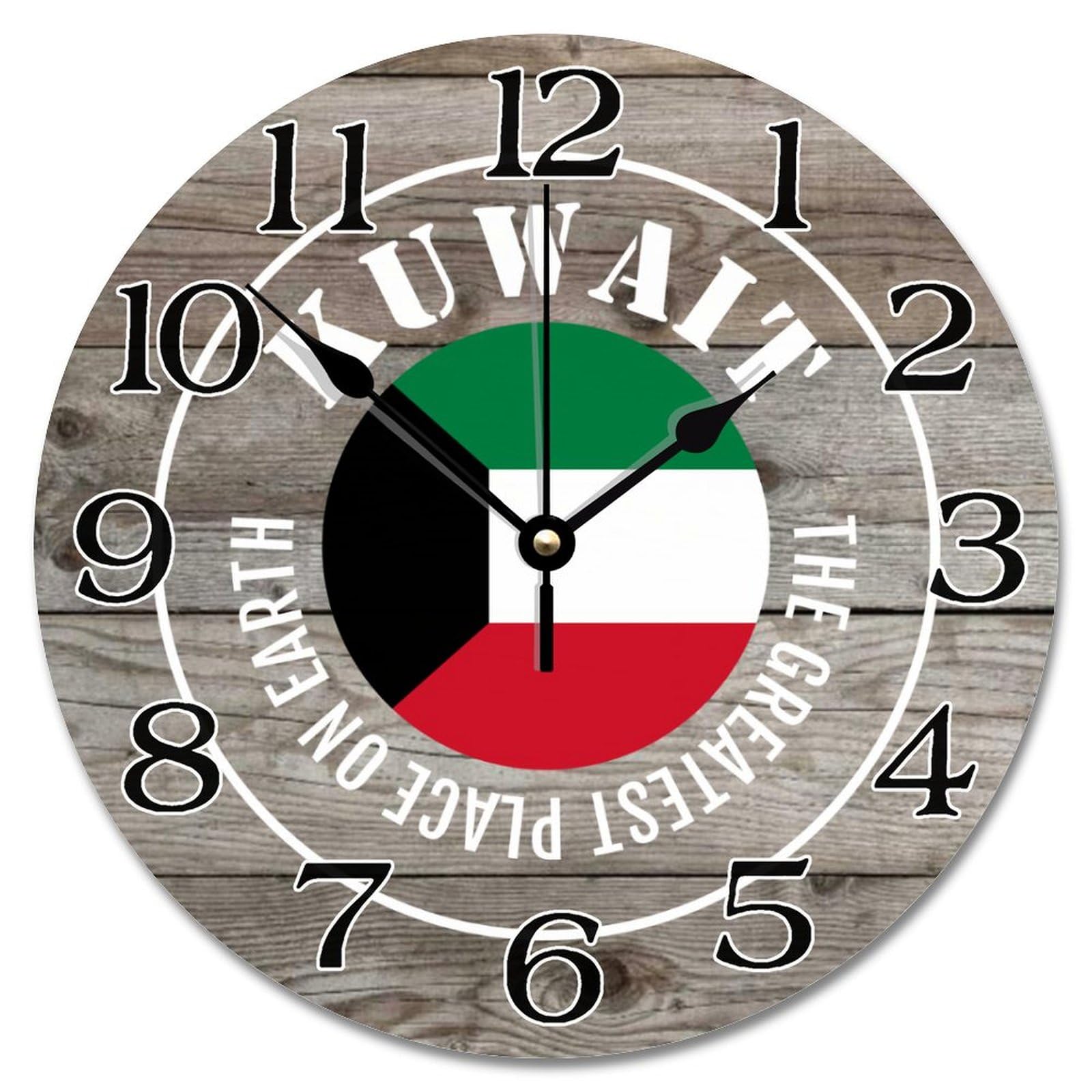 Horloge murale bois Koweït à piles 30cm suspendre salon chambre