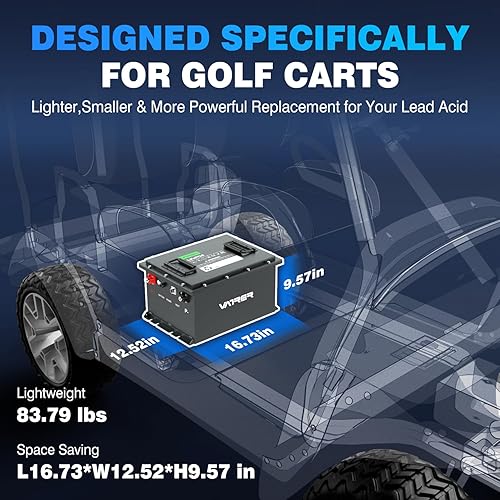 Miniatura 3 de VATRER POWER Batería de carrito de golf LiFePO4 de 36 V 105 Ah, BMS inteligente integrado de 200 A, con monitor táctil, batería de litio recargable