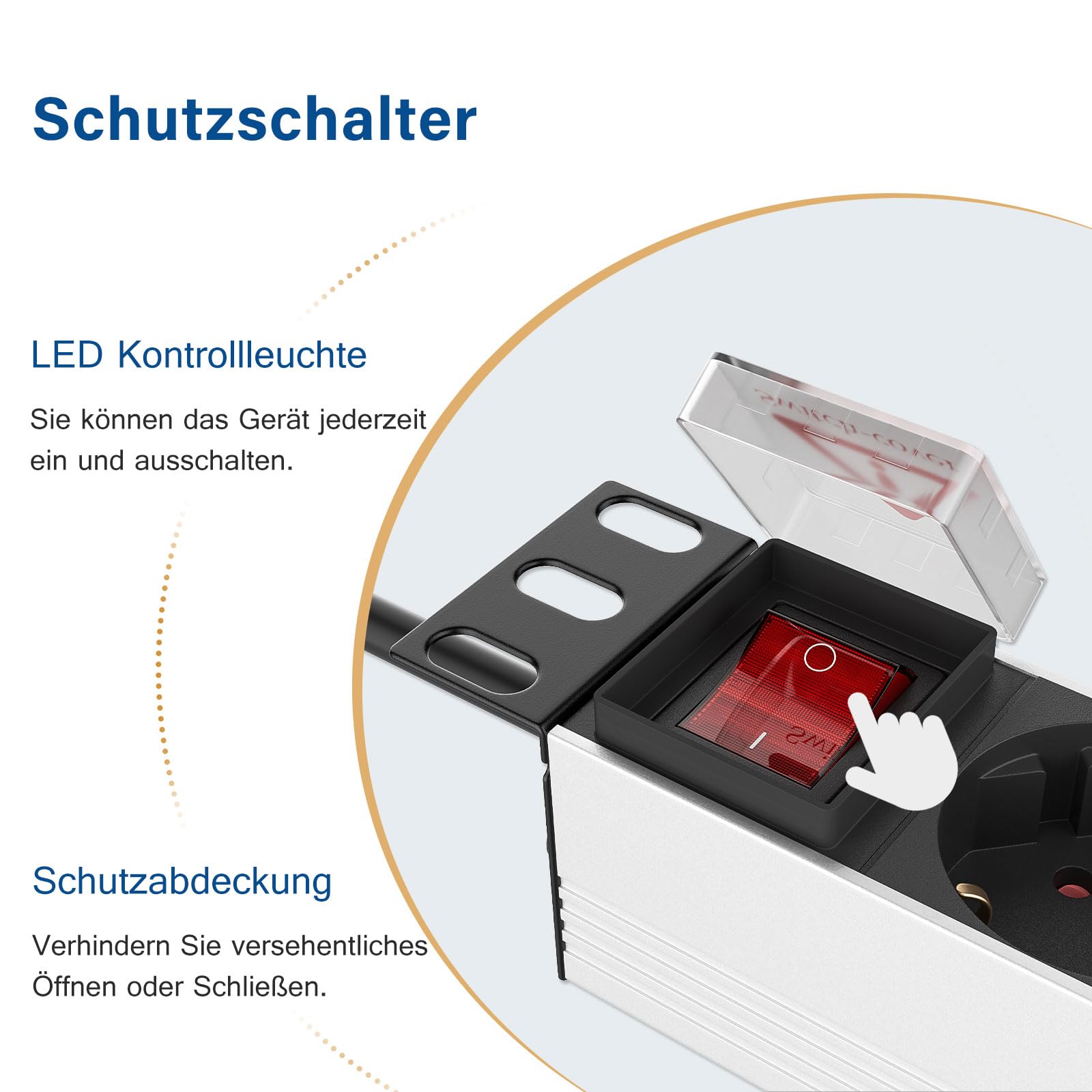 iwillink 19 Zoll Steckdosenleiste 9-Fach mit Schutzschalter (Packung mit 2)