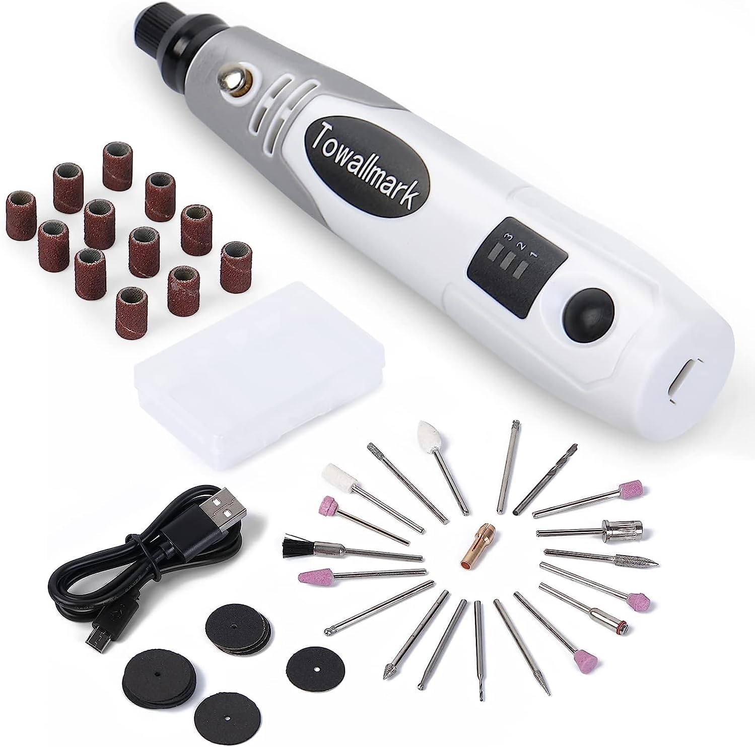 Rotary Tool Kit, Cordless Rotary Tool 3.6V with 50 Accessories, USB Rechargeable 3 Speed Adjustable Rotary Tool Multi-Purpose for Sanding, Polishing, Drilling, DIY Small Projects