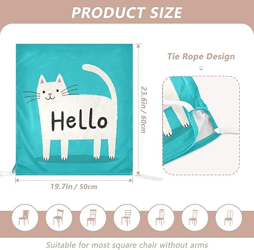Miniatura 3 de Hello Cartoon Cute White Cat Decorative Dorm Desk Chair Cover for Hotel Soft Machine Washable Chair Slipcovers cobertores para sillas de comedor Set