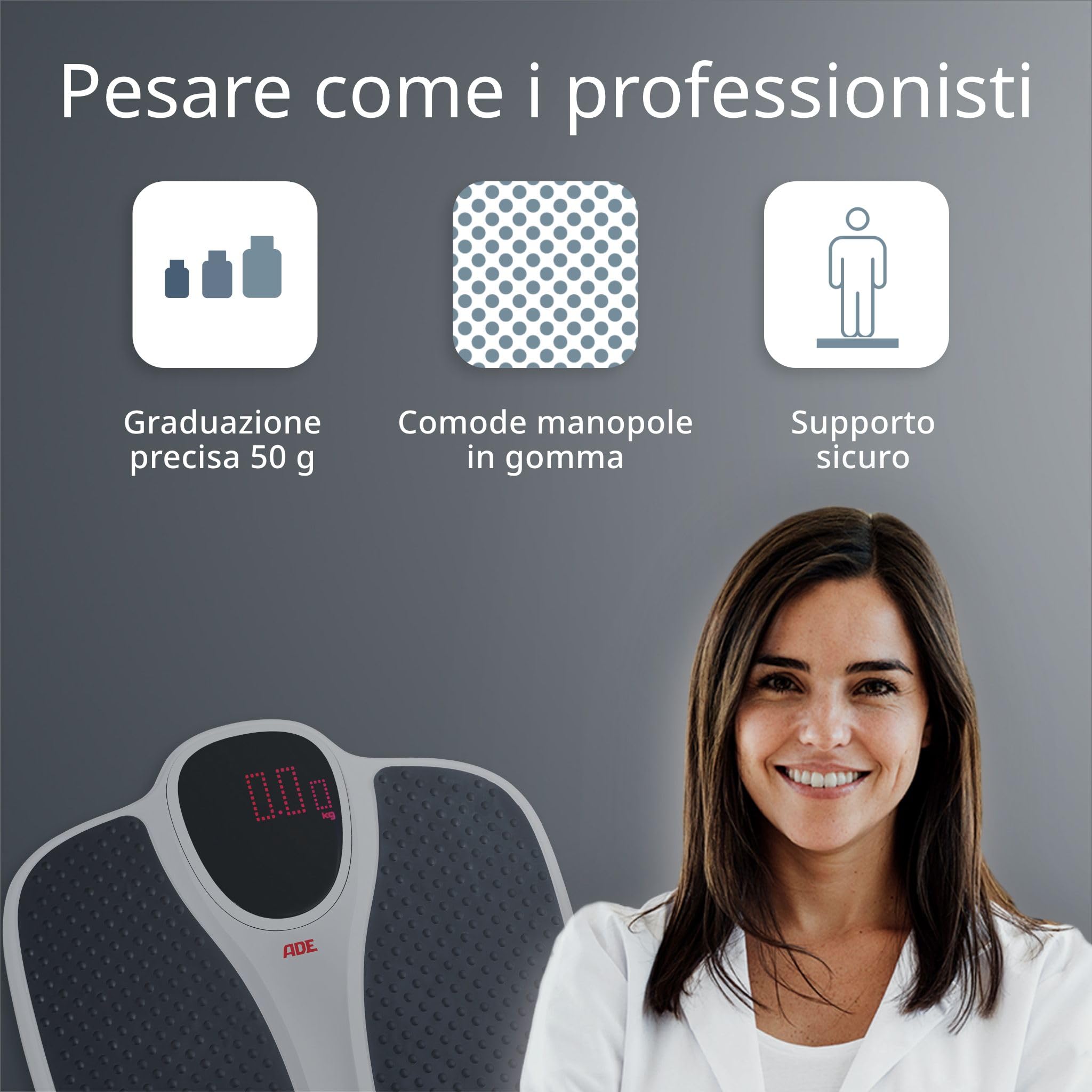 ADE Bilancia pesapersone digitale fino a 200 kg | superficie di pesatura extra larga e antiscivolo | display di facile lettura | perfetta per gli anziani | capacità di carico extra elevata
