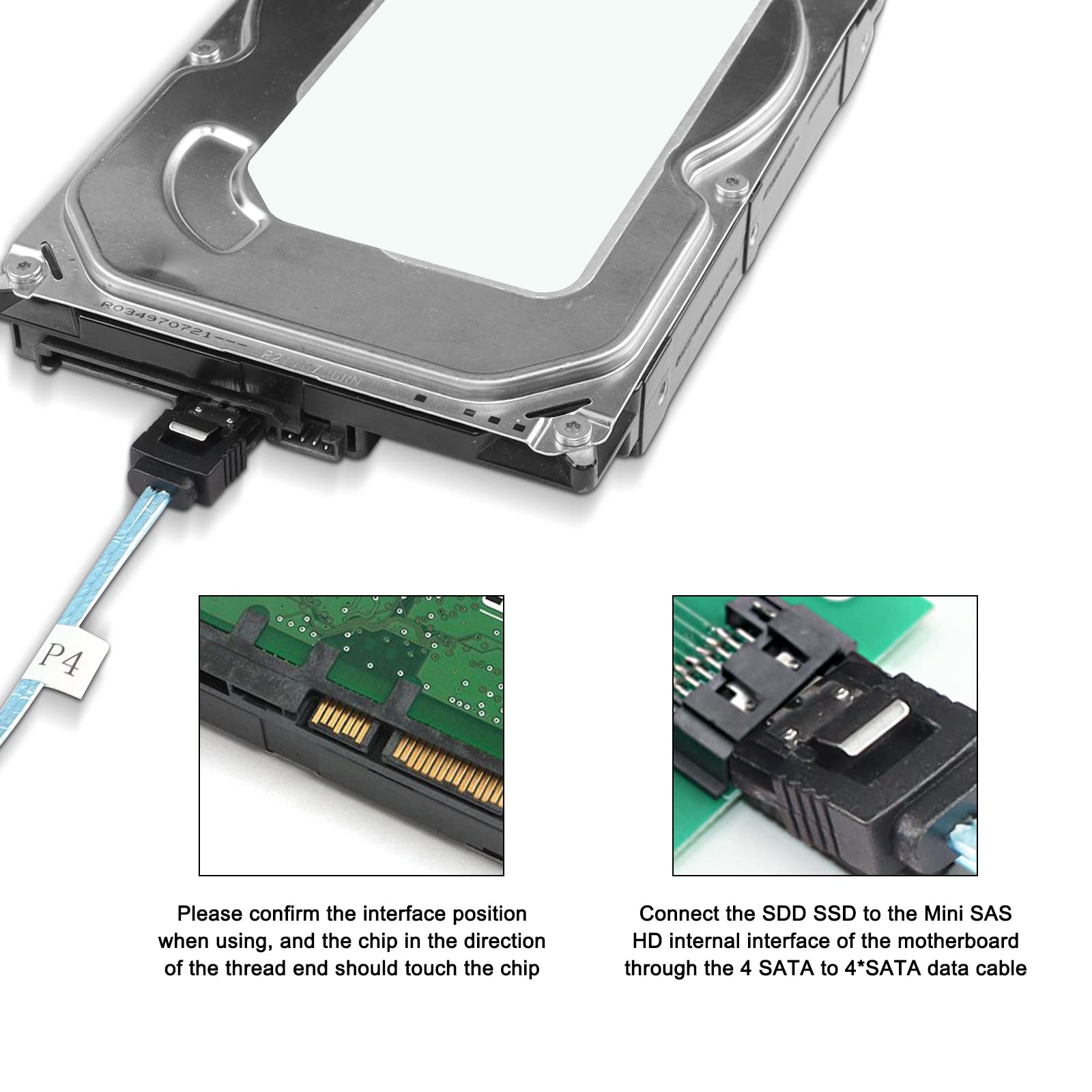 XMSJSIY Slimline SAS 4.0 SFF-8654 4i 38 pin host a SATA 7 pin X4 destinazione hard disk server cavo di trasferimento dati array cavo drive per computer - 0,5 m / 1,64 piedi