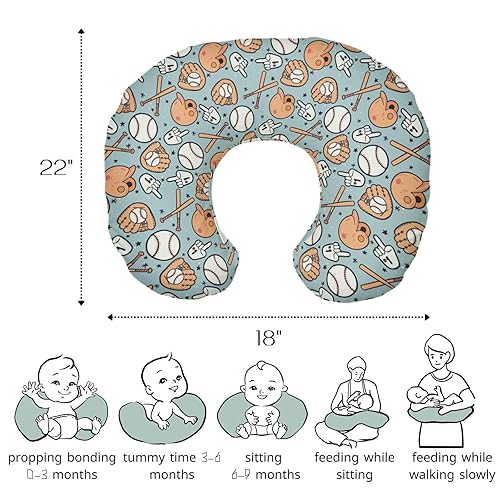 Miniatura 3 de HawSkgFub Funda de almohada de lactancia deportiva de béisbol americano para bebé, niño, color azul, para la temporada de juegos, guantes de