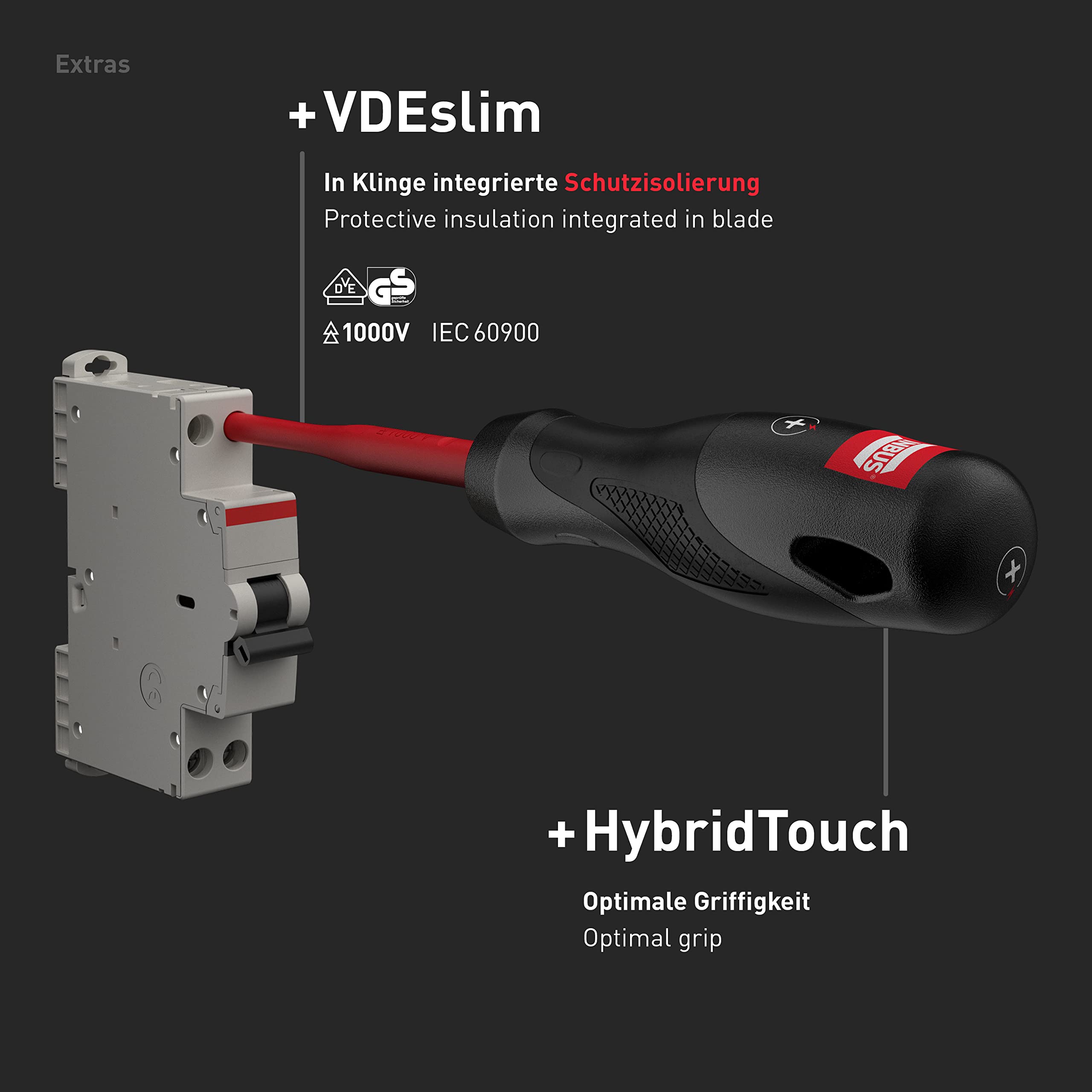 INBUS® 73868 VDE Set Cacciavite 6pz, SL2.5–5.5 & PH1–2, con HybridTouch & VDEslim