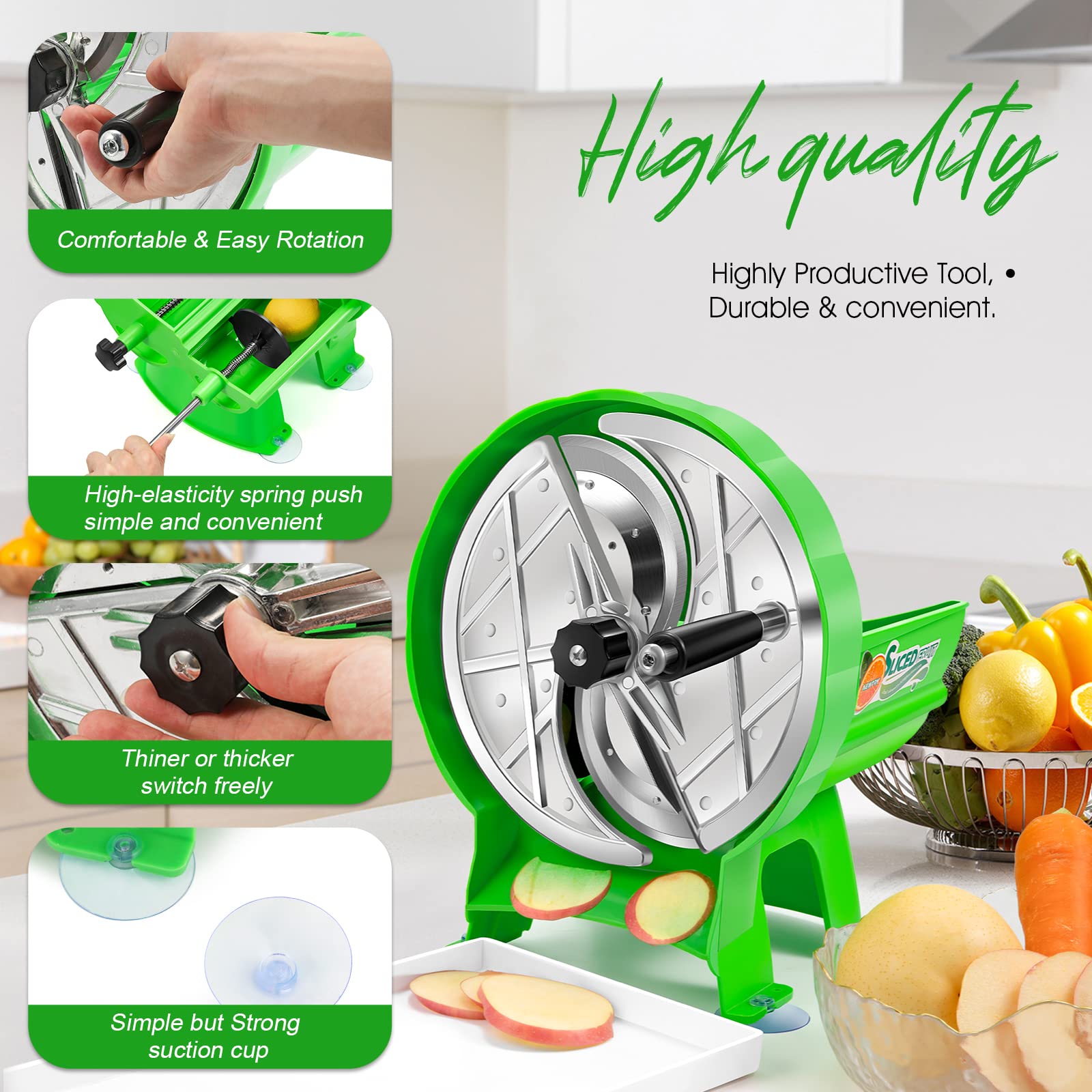 NEWTRY Trancheuse de fruits et légumes manuelle 0.8-9mm ajustable