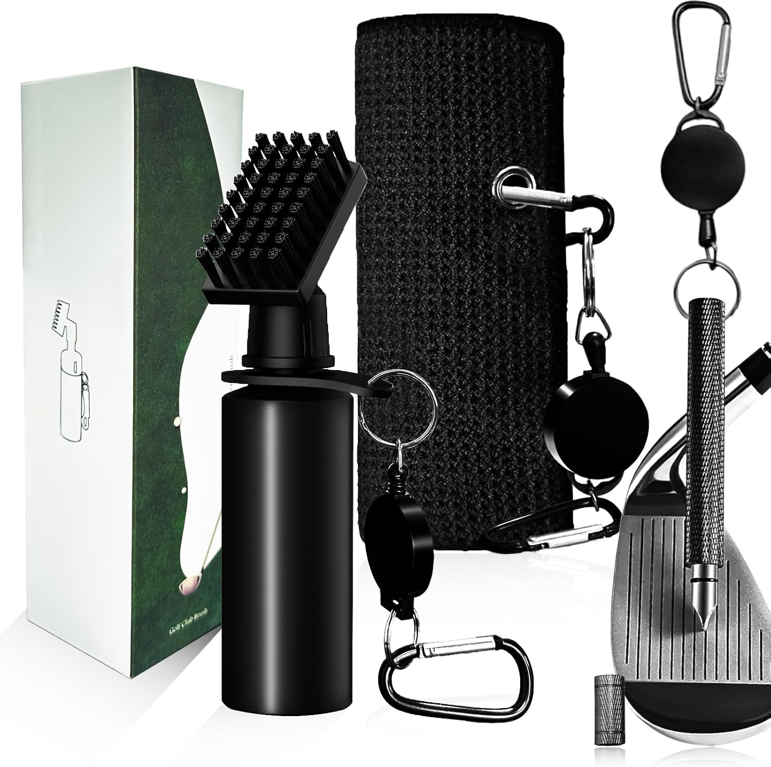Golf Club Cleaning Kit, Golf Club Cleaner Brush, Golf Club Groove Sharpener, Golf Towel