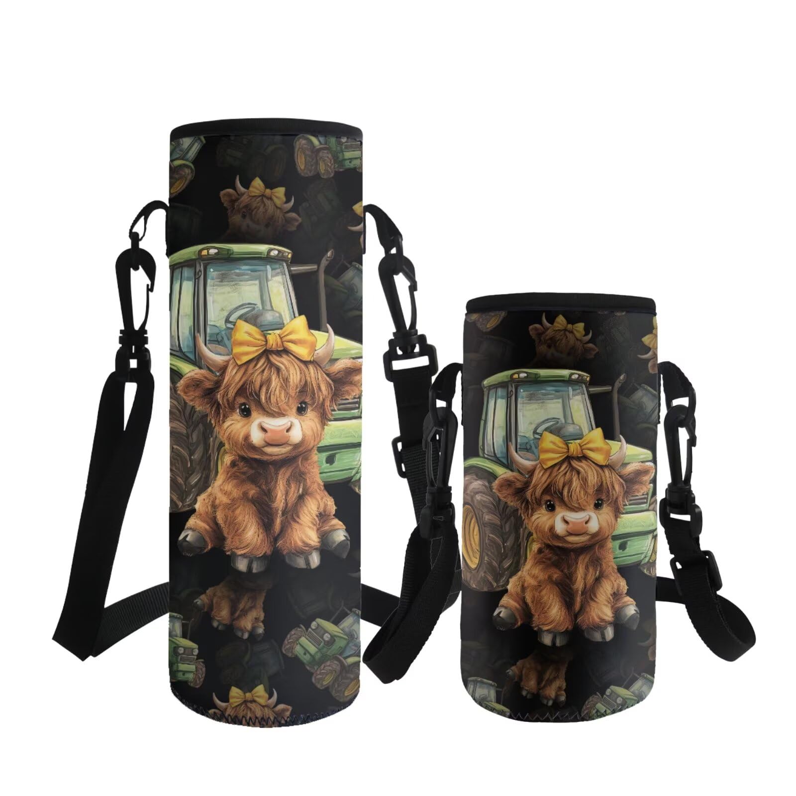 ASQVTIFE Kids Water Bottle Carrier with Strap Animal for Kindergarten Elementary Designs Insulated Cattle Pattern 1000ml Water Bottle Carrier with Adjustable Shoulder Strap Camping Hiking L — image 1