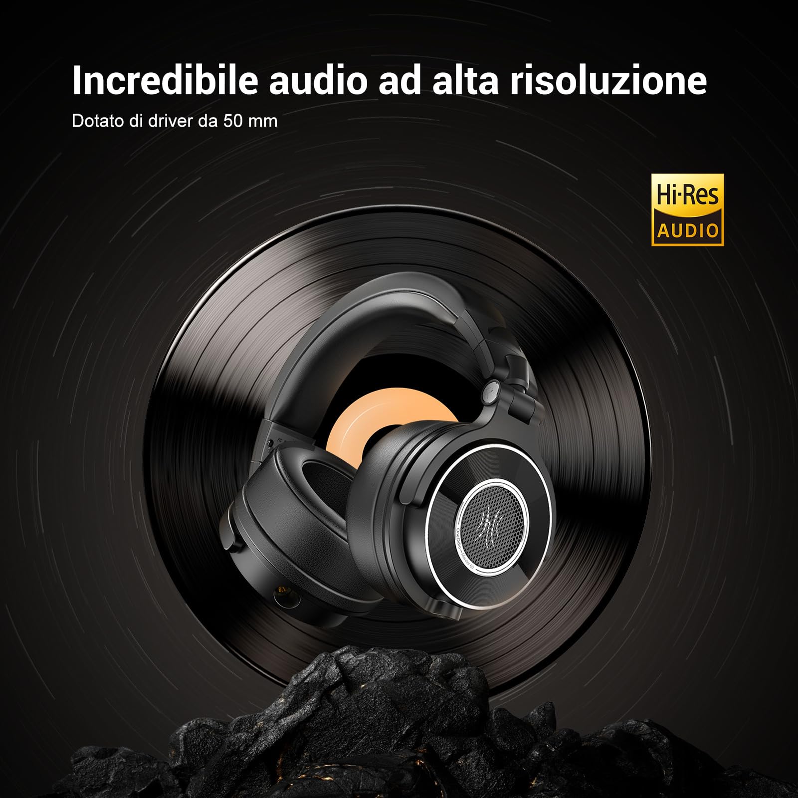 OneOdio Monitor 60 Cuffie Professionali da Studio, Cuffie Sopra l'orecchio con Driver da 50 mm Audio ad Alta Risoluzione, Cavo Staccabile (3,5 mm / 6,35 mm), per Podcast, Creatori, DJs, PC