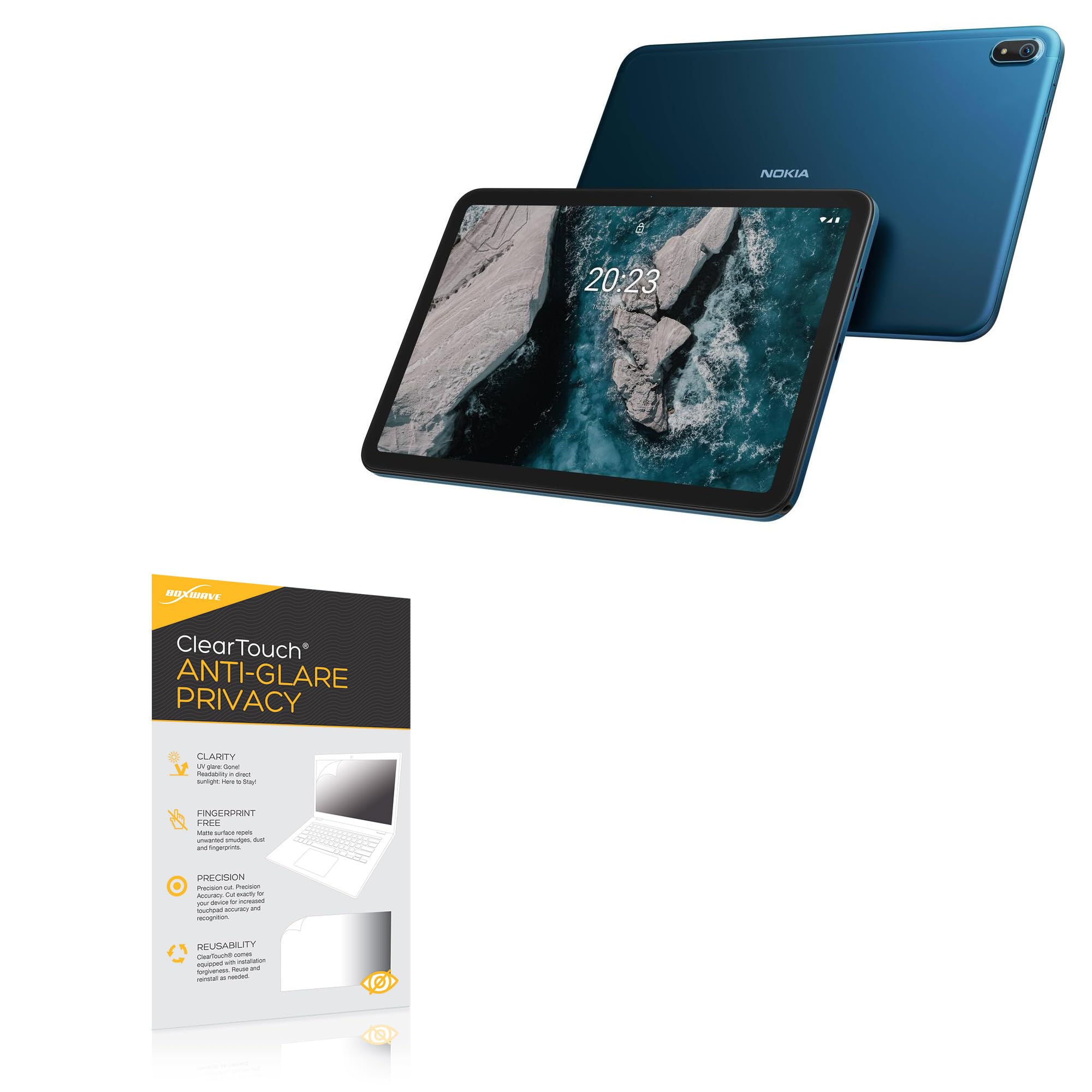 BoxWave Screen Protector Compatible with HMD T20 - ClearTouch Anti-Glare Privacy (2-Pack), Privacy Screen Protector Flexible Film Anti-Glare