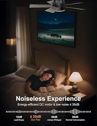 Miniatura 6 de Ventilador de techo pequeño de 32 pulgadas con luz, mini ventilador de montaje empotrado de perfil bajo para pasillo y armario, motor de CC