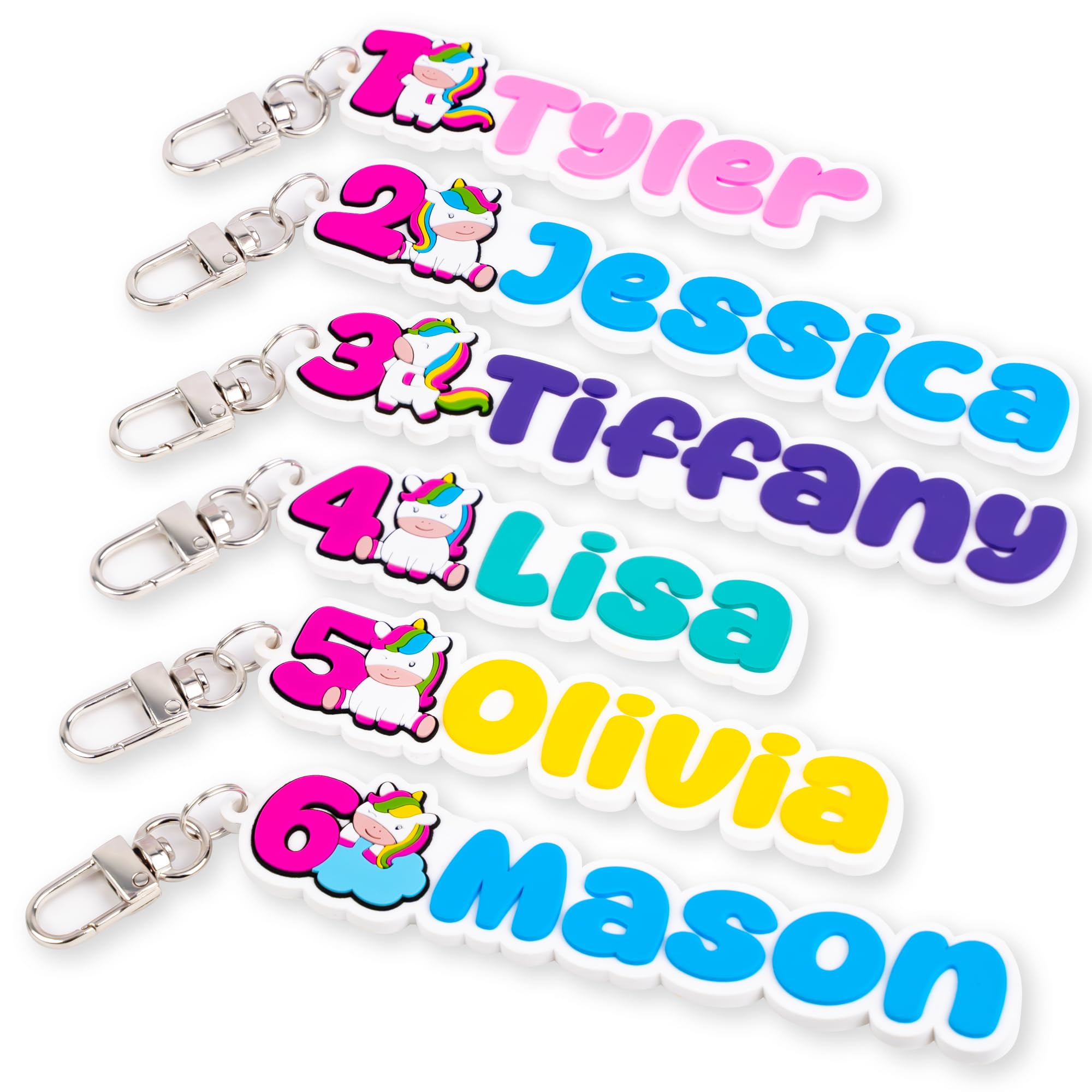 SODWINCO Custom PVC Name Tag, Personalized Keychain, Luggage Tags, Bag Tags for Kids Girls Boys Men Women, Customized Name Keychain, Water Bottle