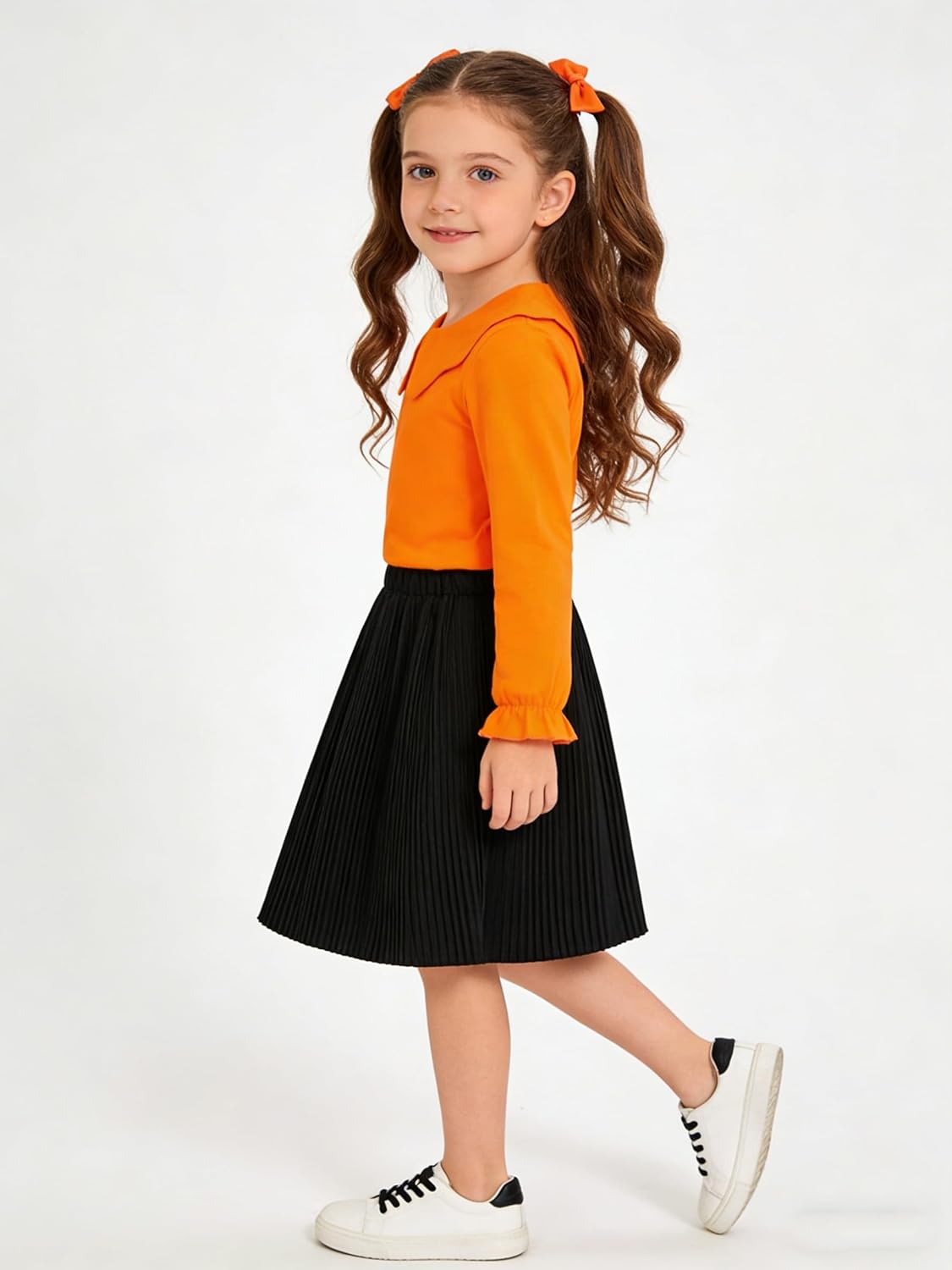 12M-12Y Toddler Baby Girls Ruffle Collar Blouse Kids Girl Solid Color T-Shirts Casual Tee Tops - Image 2