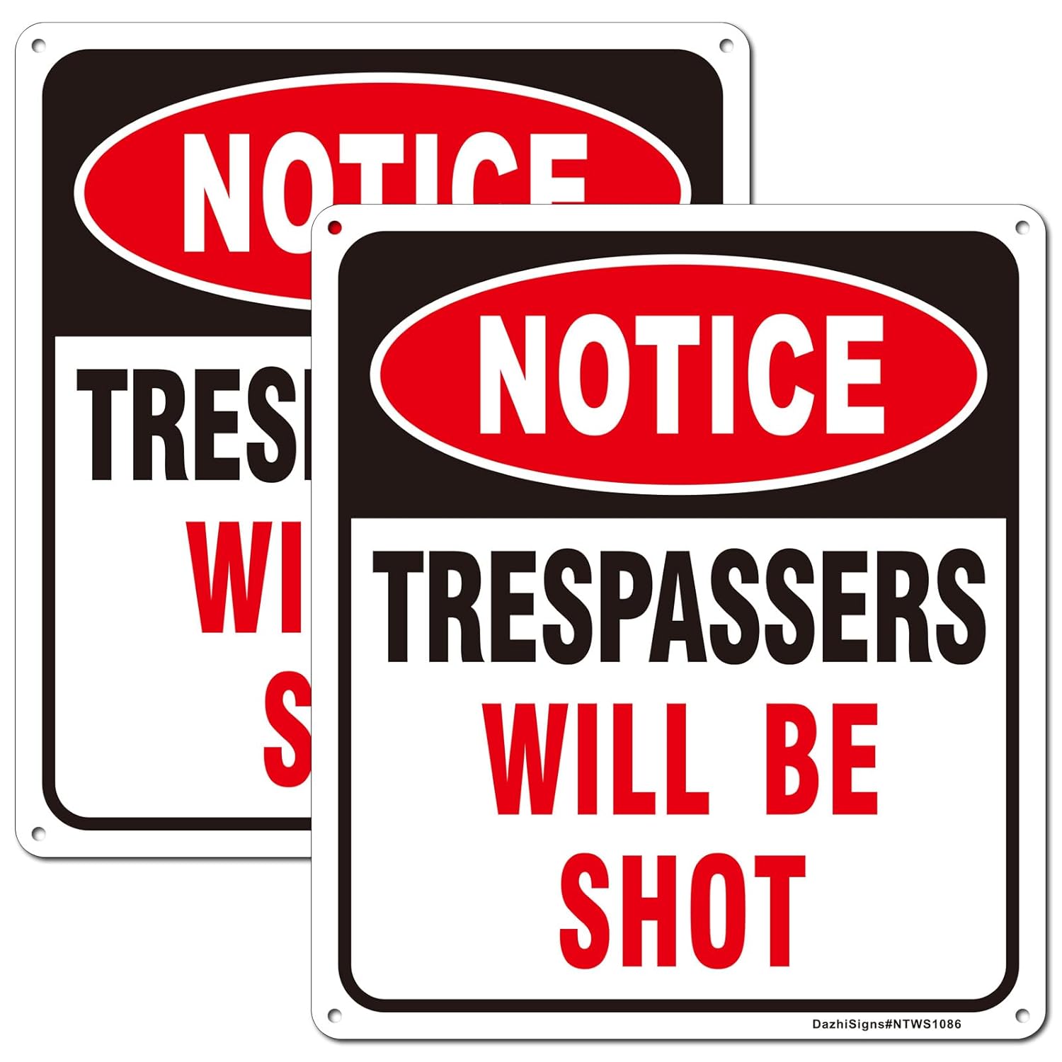 Large Private Property No Trespassing Sign, Violators Will Be Shot Sign, 2Pack Private Property Signs,18"x12" Trespassers Will be Shot Sign, Engineer Grade Rust Free Reflective Aluminum, Easy to Mount