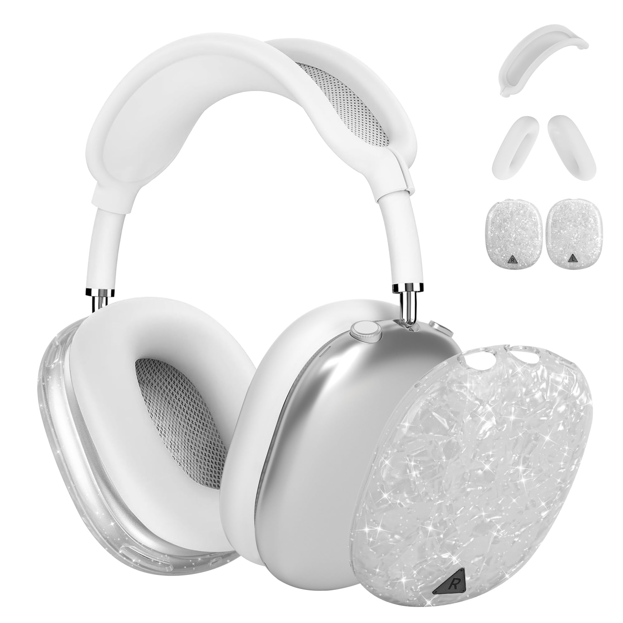 Case Cover for AirPods Max Headphone,Glitter Shell Pattern TPU Ear Cup Case,Silicone Ear Pad/Headband Protective Cover Accessories Compatible with