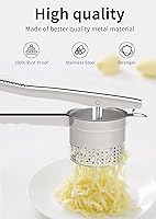Vista 4 de Ricer de papas grande de 15 onzas, triturador de papas de acero inoxidable resistente con mango ergonómico, herramienta de cocina para puré