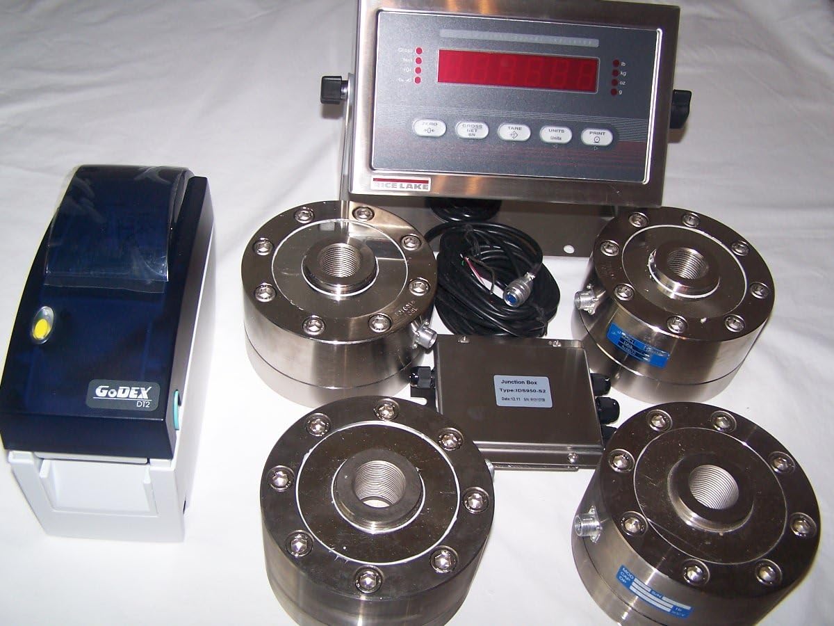 Compression Load cell Scale / Tank Scale with Printer 400,000 LB X 10 LB, 4 LPD-100k Load cells with SS Indicator,New