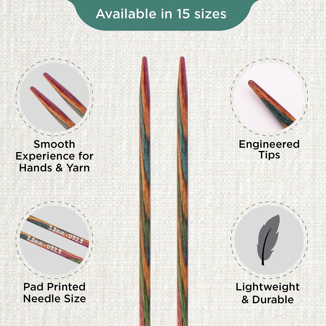 KnitPro 25 cm x 3 Millimetri Punta Singolo Symfonie Aghi Multicolore