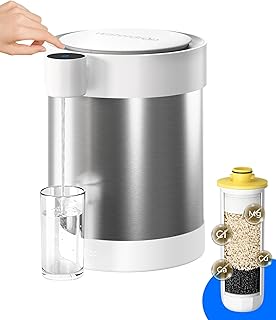 Waterdrop Sofortiges Nicht-Schwerkraft-Wasserfiltersystem, 21-Tassen-Edelstahl-Arbeitsplatten-Wasserfiltersystem mit 1 Filter