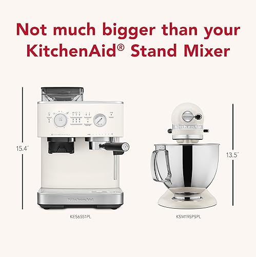 Miniatura 7 de KitchenAid Máquina de café expreso semiautomática con molinillo de rebabas, 2.5L, KES6551PL, porcelana blanca