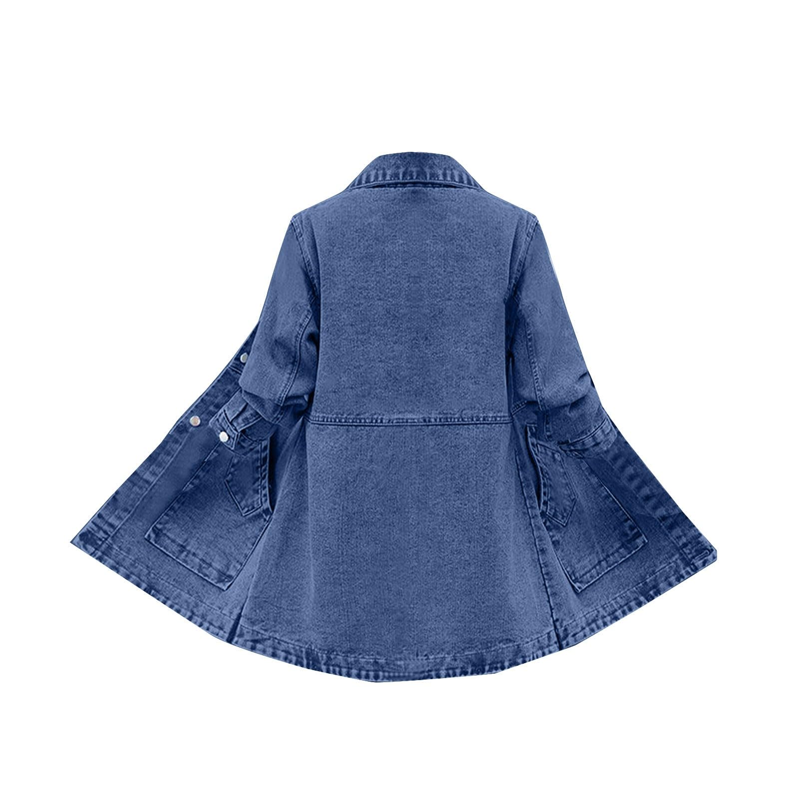Cocila Veste en jean pour femme, manteau slim brodé à manches longues, vestes manteaux Compressible En Duvet blouson femme Beige Femme Demi Saison Saharienne Manteaux Et Blousons Imperméable