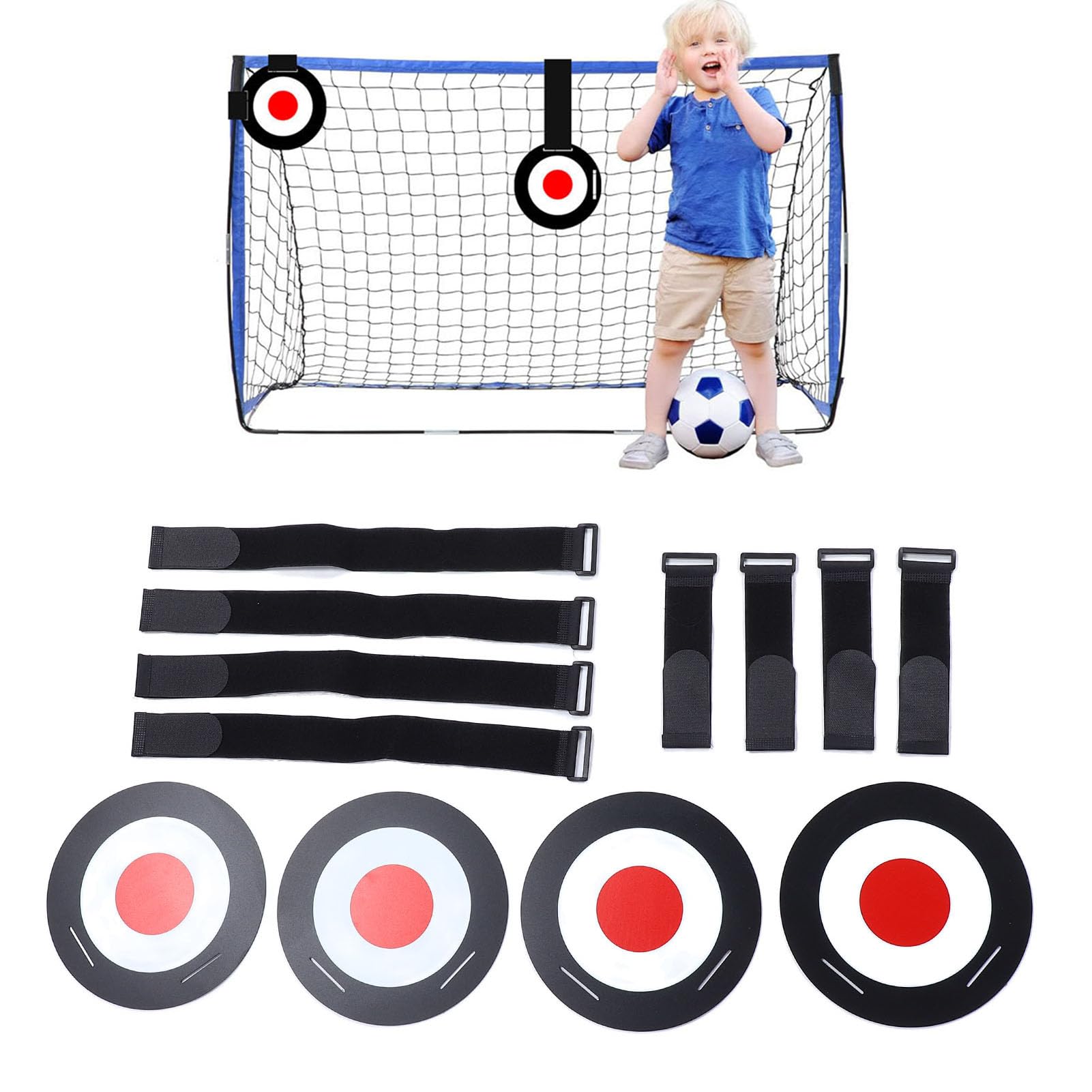 JAOCDOEN 4PCS Soccer Goal Target Discs Soccer Goal Target Soccer Targets Discs Set ABS Soccer Goal Target Training Equipment with Straps for Sports Training