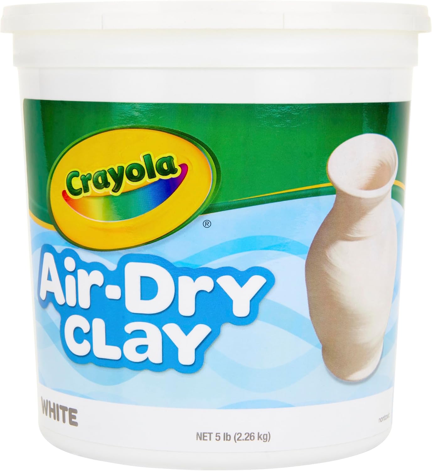 Crayola Air Dry Clay Bucket, No Bake Clay for Kids, Modeling Clay Alternative, 5 lb Resealable Bucket, White