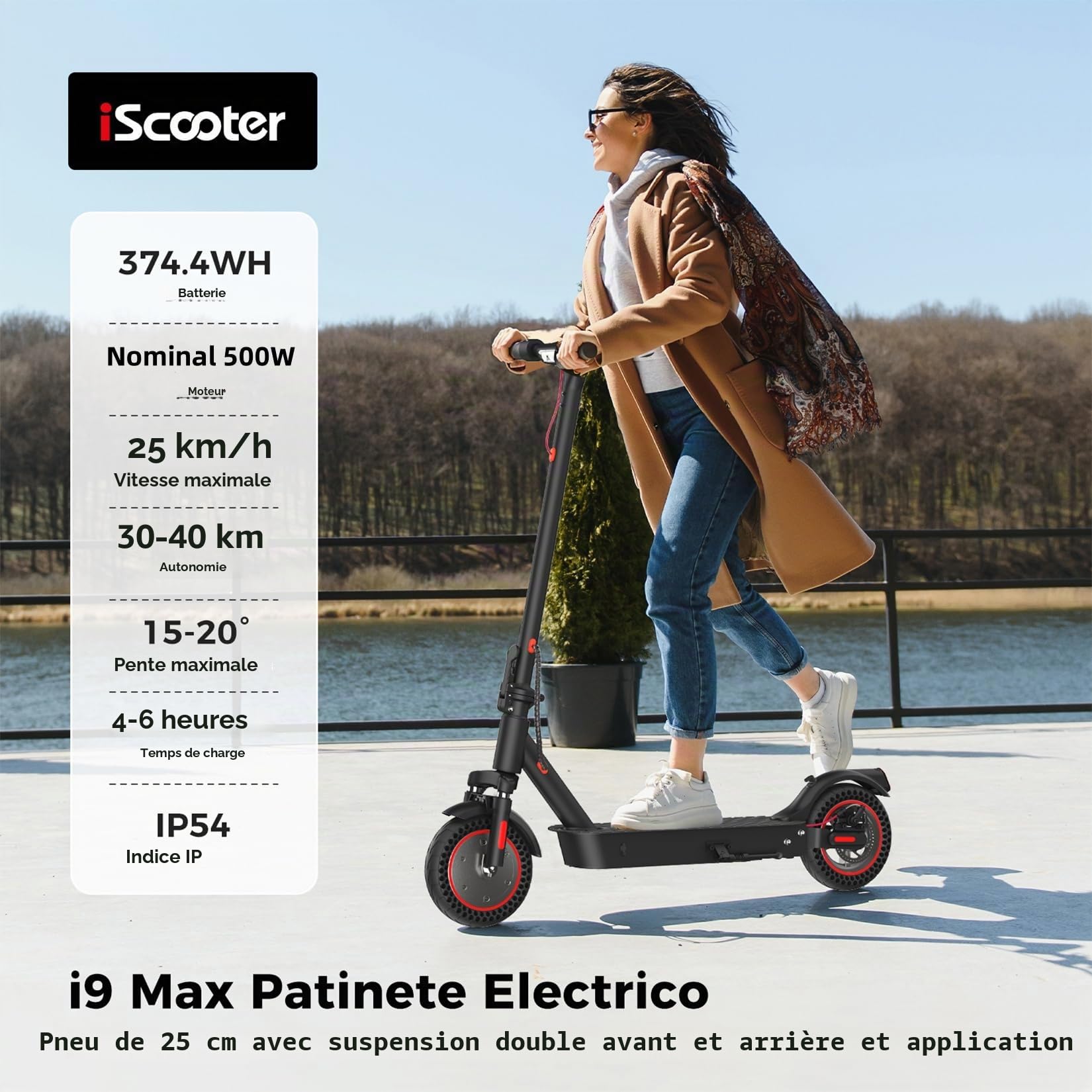 8,5" Trottinette électrique Pliable, Autonomie 20-30 km, 350W Moteur, Max 25 km/h, Charge 100 kg, Double freinage, Déplacements Quotidiens