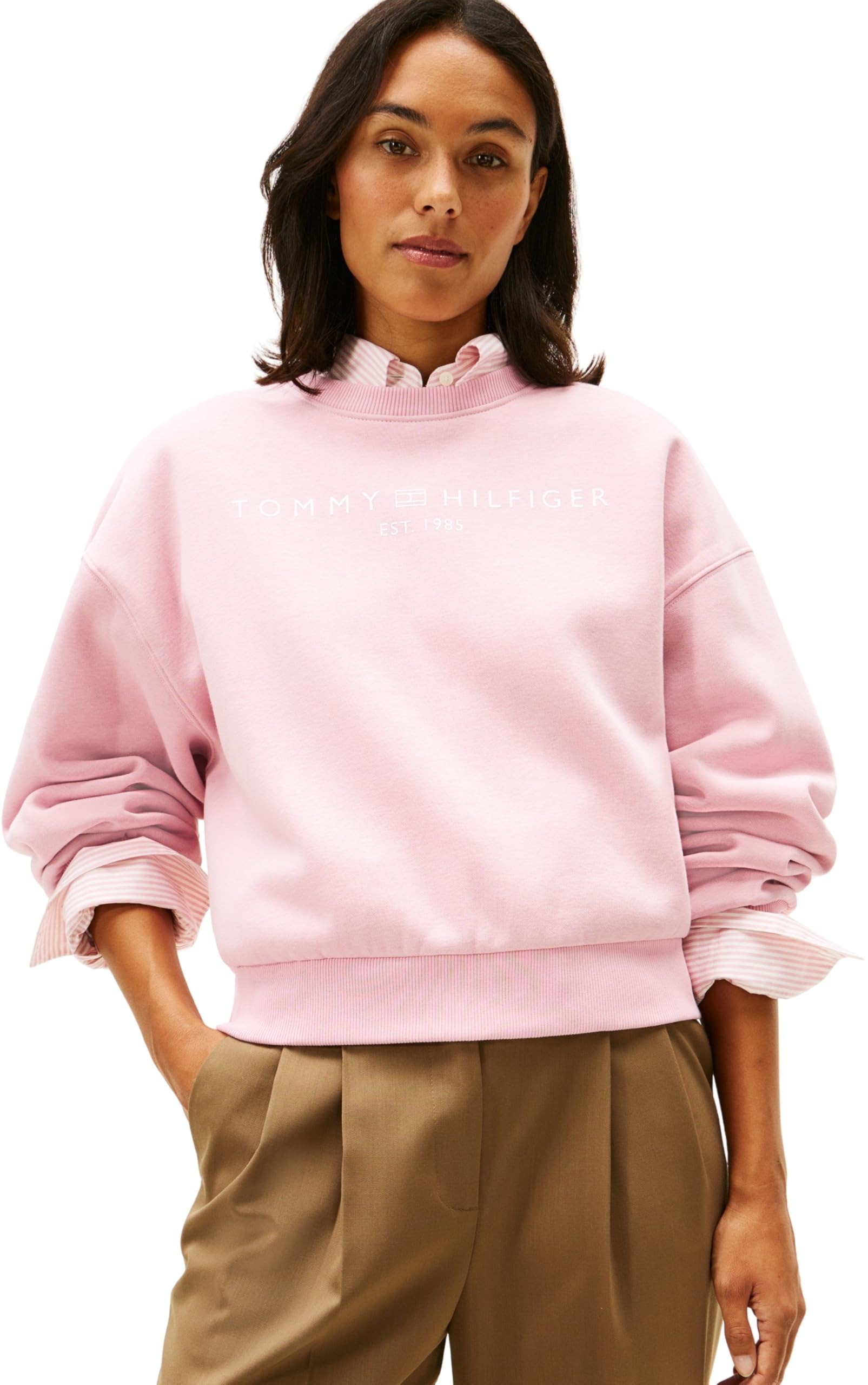 Tommy Hilfiger Damen Corp Logo Mdrn Swtsrt Pullover-Sweatshirt