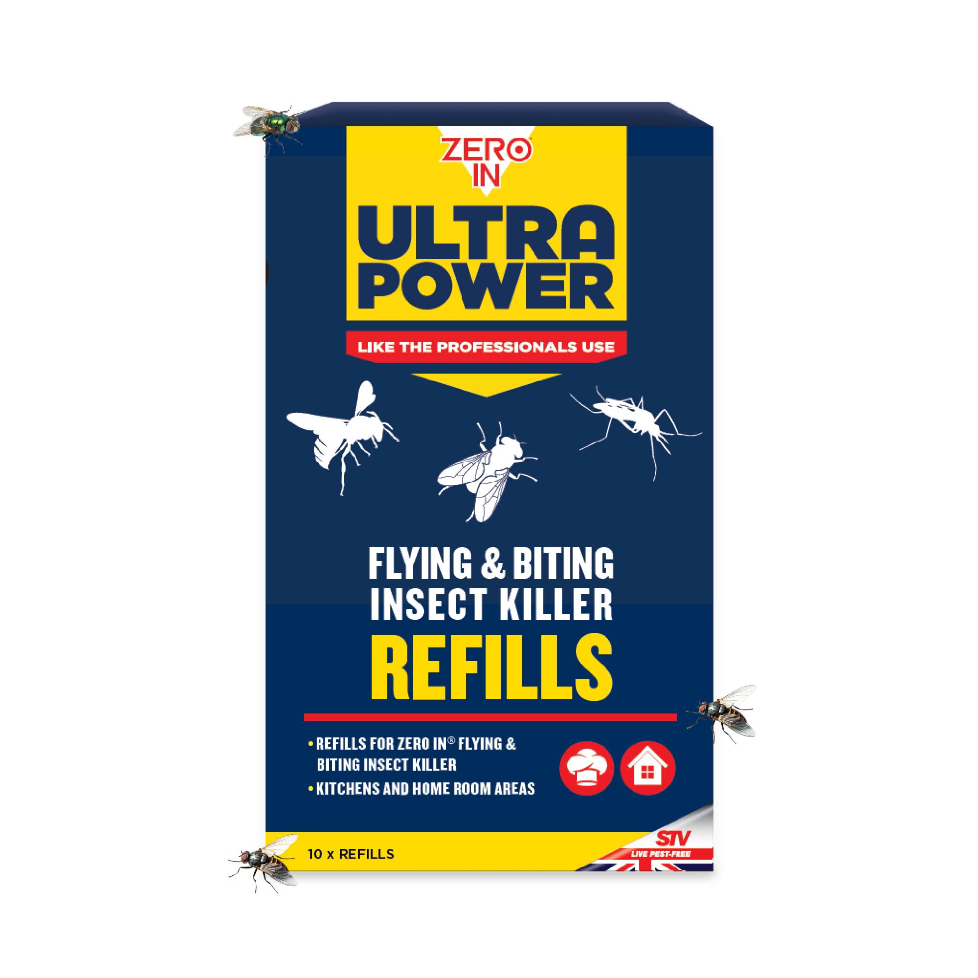 Zero In Ultra Power Flying & Biting Insect Killer Refills – 10 Pack for Continuous Insect Protection, Compatible with Zero In Devices, Yellow