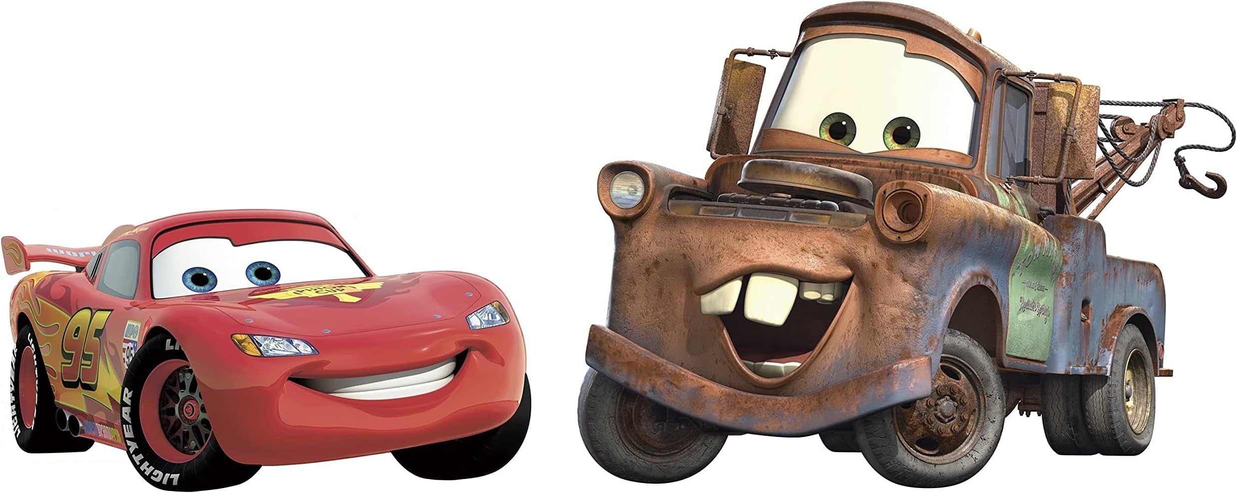 Disney Pixar Cars 2 Lightning McQueen & Mater Peel and Stick Giant Wall Decal Bundle