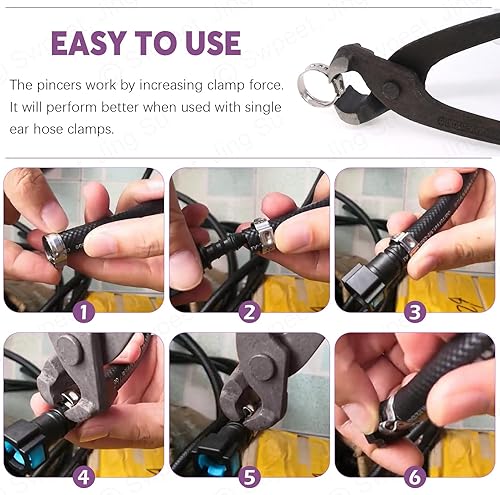 Miniatura 5 de Swpeet Alicates de abrazadera de oreja de 9 pulgadas, alicates de abrazadera de oreja, herramienta de engarzadora de pinzas, extractor de clavos