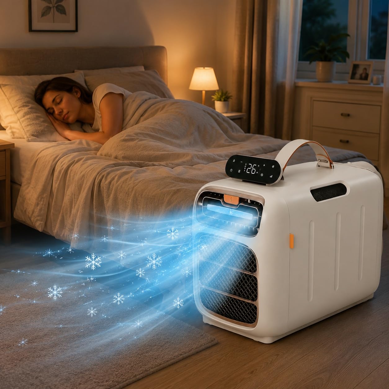 Portable Air Conditioning Unit, 4700 BTU Tent Air Conditioner, 4 Modes & 3 Fan Speeds, Adjustable Timer and Remote Control for Campervan,Caravan and Office