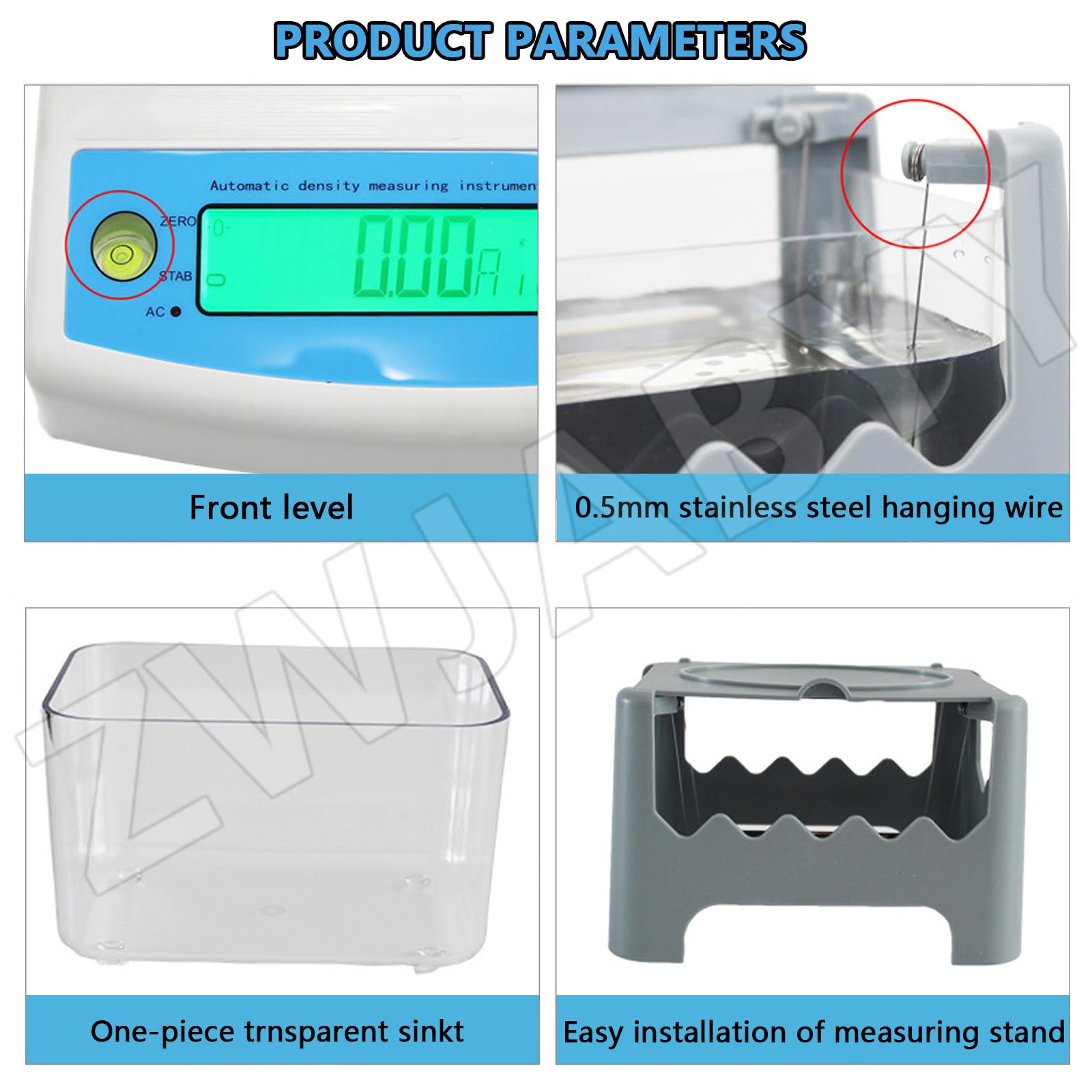 Densimètre numérique Professionnel pour Solides, 0,001 g/cm3, Haute précision, Mesure précise de la Mousse, l'EVA et des Particules (Conforme à Norme ASTM D297, Sortie RS232C) 600A
