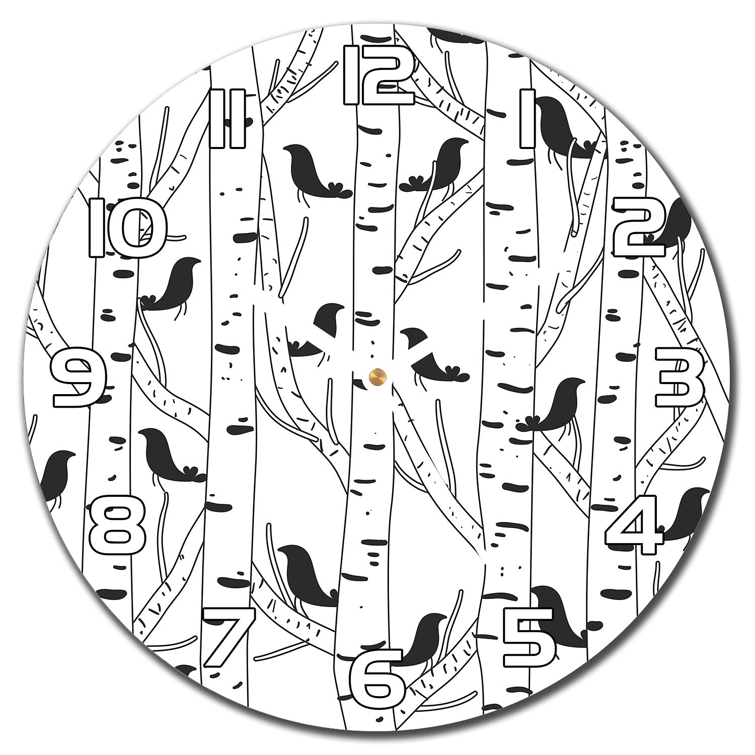 Horloge en verre sécurité 30 cm Oiseaux cuisine durable et lisible