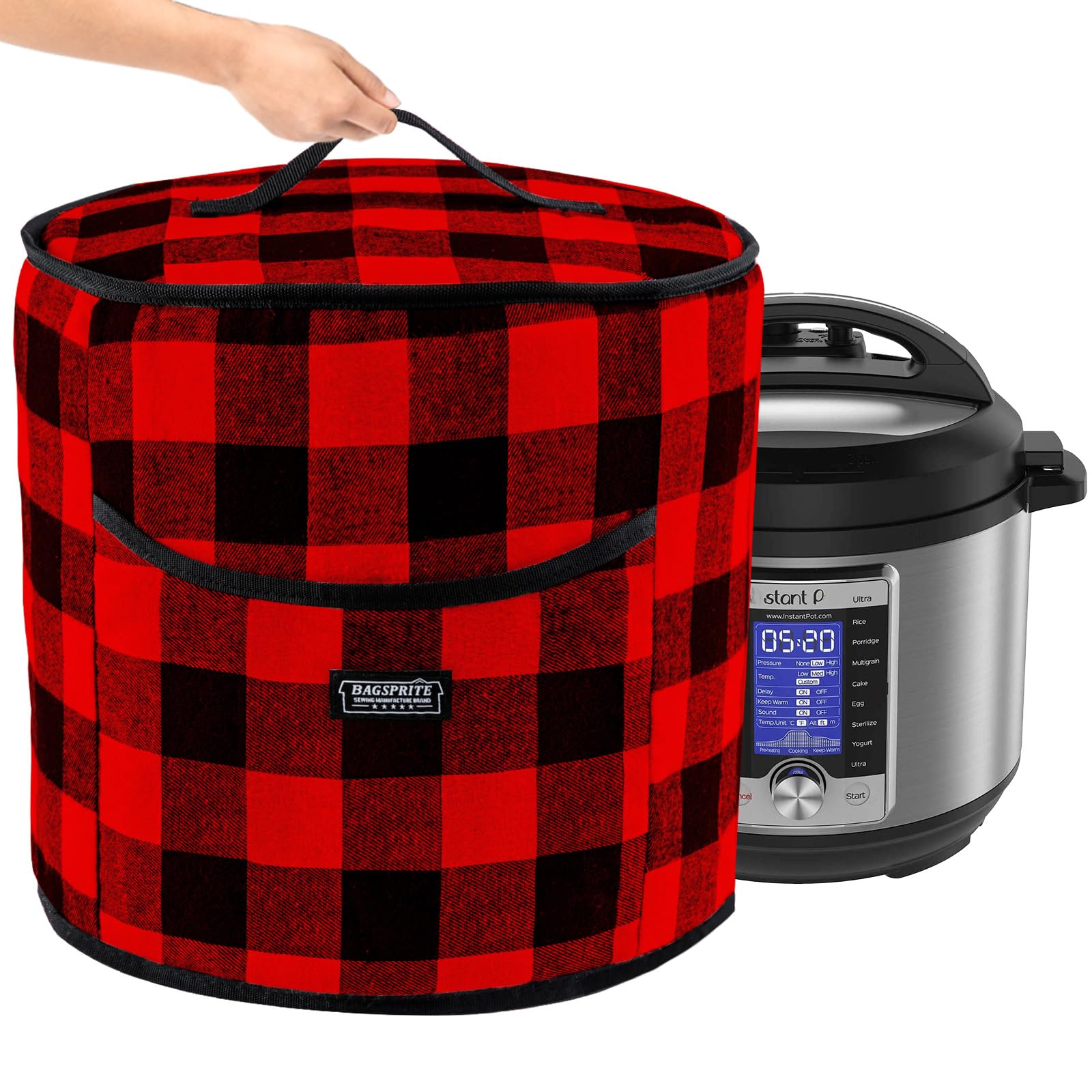 BAGSPRITE Dust Cover Compatible with Instant Pot 8 Quart-Appliance Covers- Insulated Pressure Cooker Cover with Pockets for Kitchen Accessories